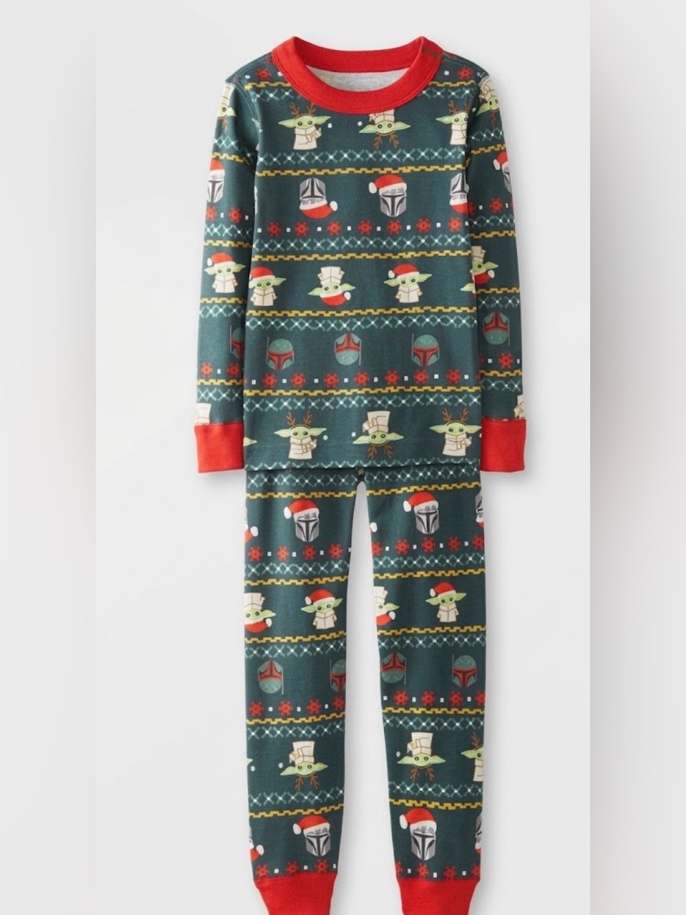 Hanna Andersson Green and Red Grogu Holiday Pajama Set